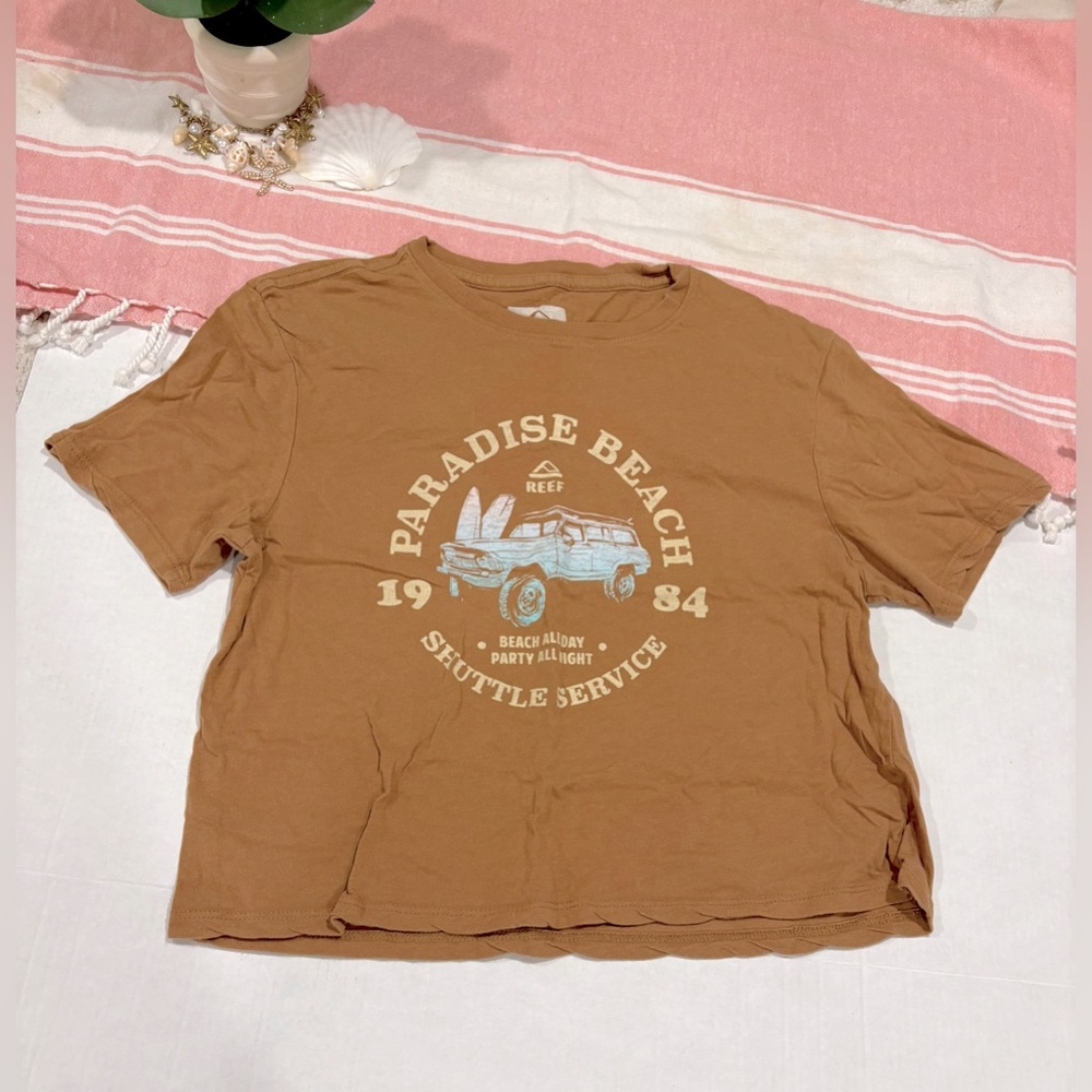 Reef Surf Trip Brown Cropped Shirt Woman’s Size XS